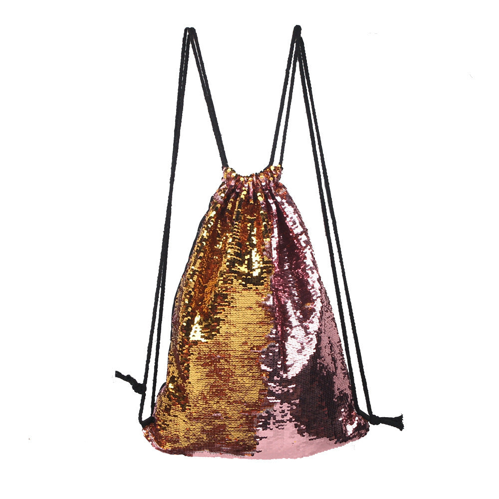 Mermaid sequin sports bag drawstring backpack