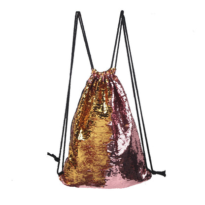 Mermaid sequin sports bag drawstring backpack