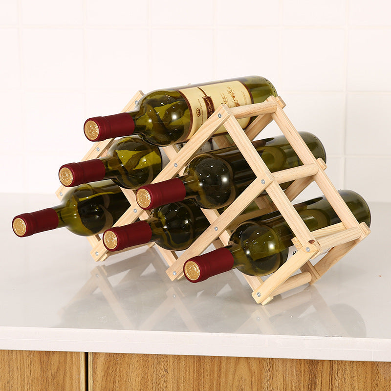 Folding solid wood wine rack