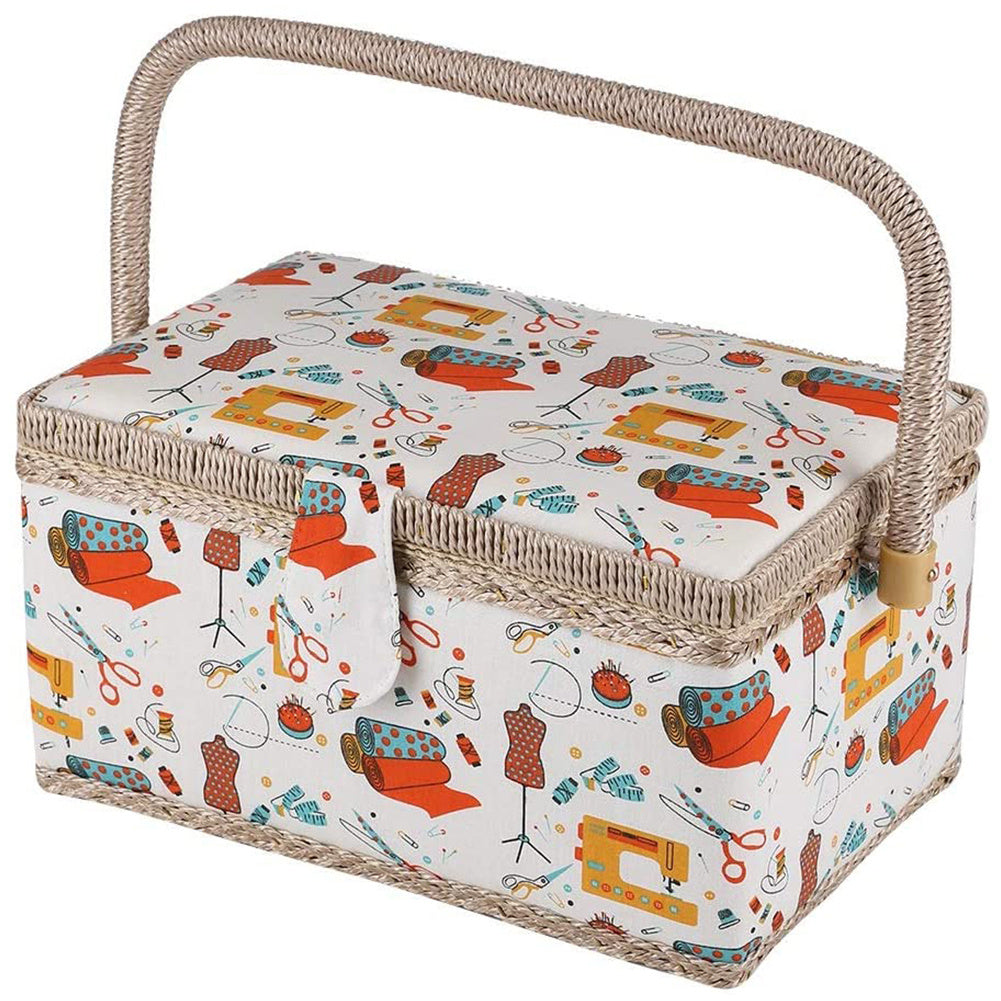 Fabric Sewing Basket Craft Box Household Sundry Storage Organizer with Handle