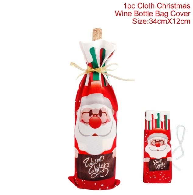 Wine Bottle Cover Merry Christmas Decorations