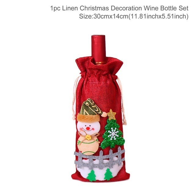 Wine Bottle Cover Merry Christmas Decorations