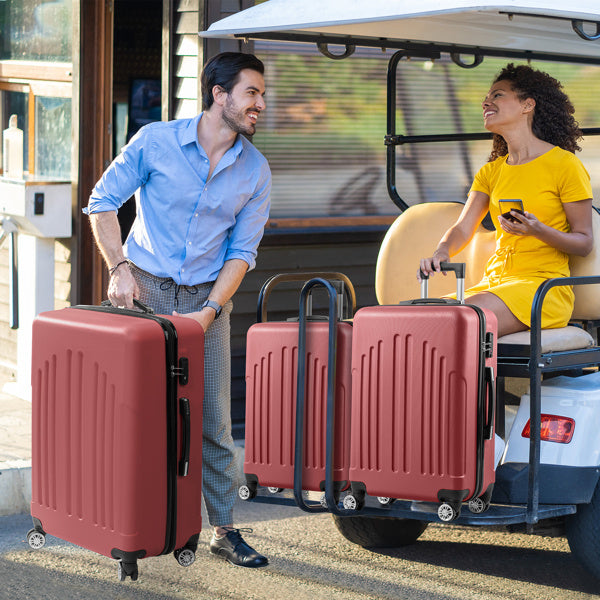 Curved Vertical Stripe 4-in-1 Trolley Case 16in 20in 24in 28in ABS Aluminum Alloy Tie Rod