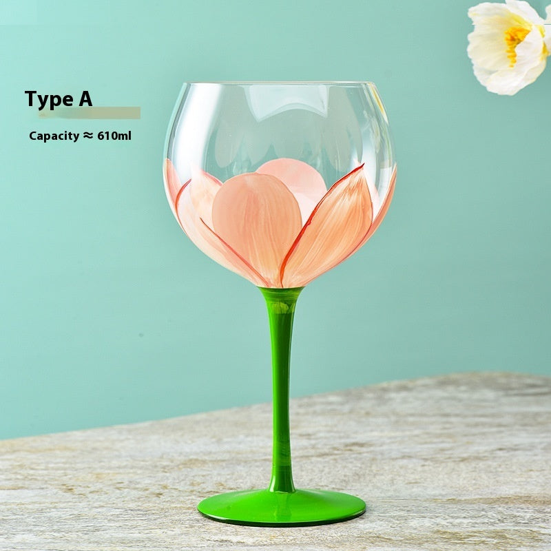 Painted Red Wine Glass Crystal Goblet Household