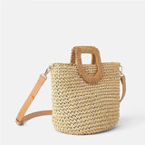 Wooden handle beach bag