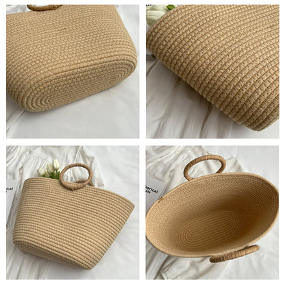 Woven Beach Vacation Portable Straw Bag