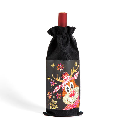 Christmas Gift Diamond Painted Red Wine Bag