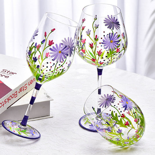 Painted Red Wine Glass Crystal Goblet Household