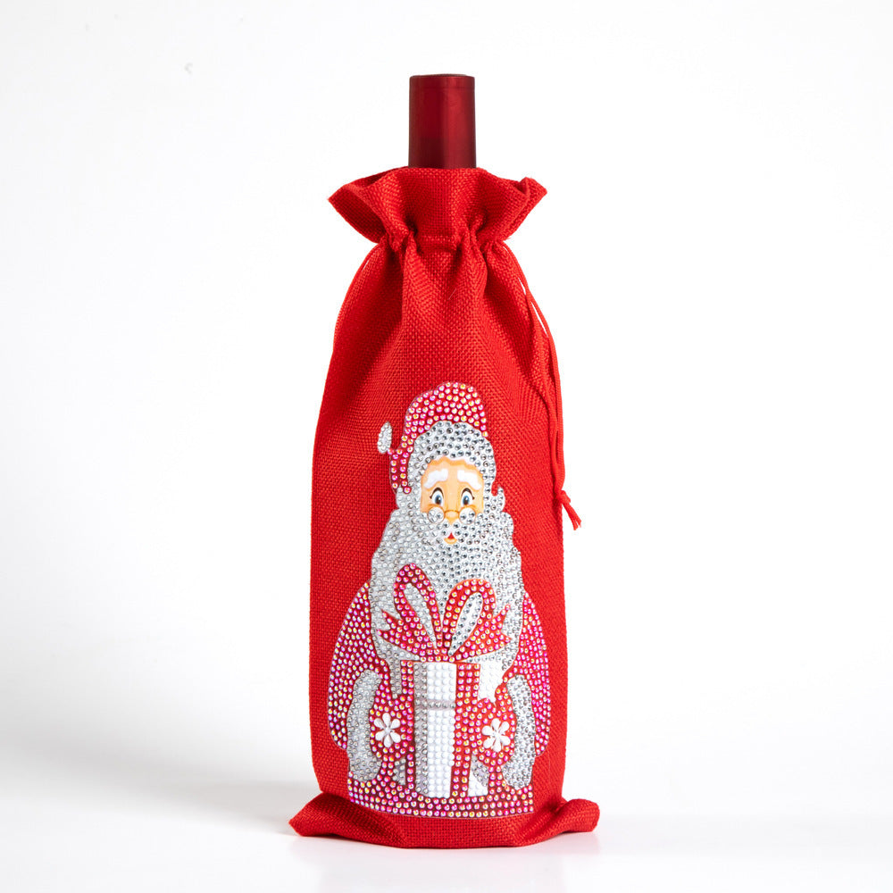 Christmas Gift Diamond Painted Red Wine Bag