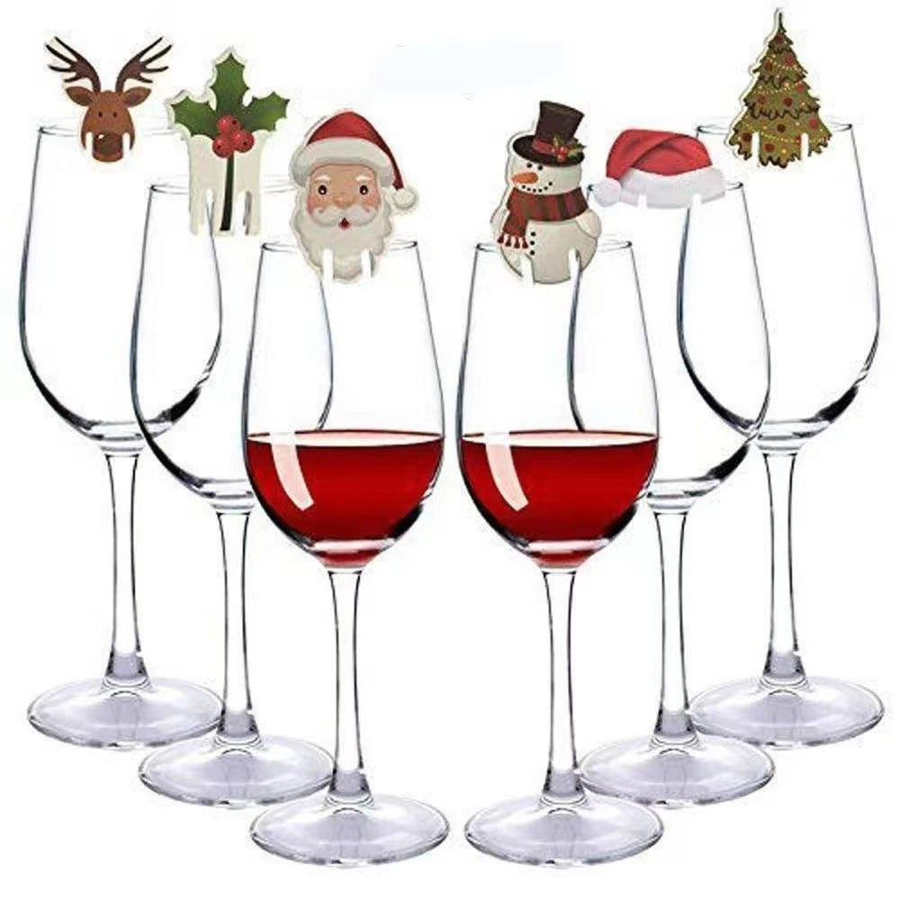 Santa Claus Red Wine Glass Card Insertion