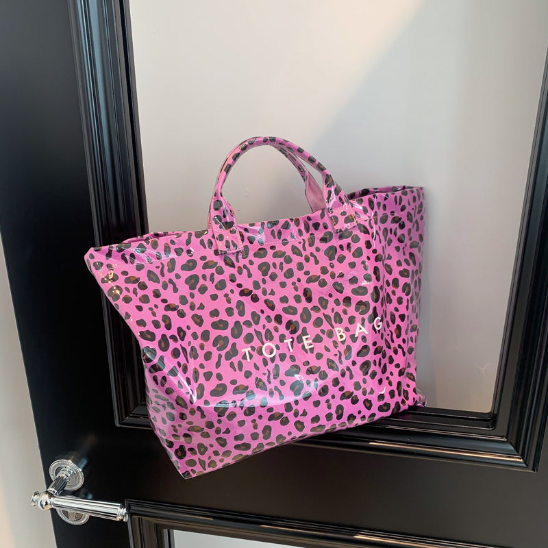 Larte Tote Leopard Handbag, Transparent PVC Beach Bag For Gym, Pool, And Travel With Inner Zipper Pocket