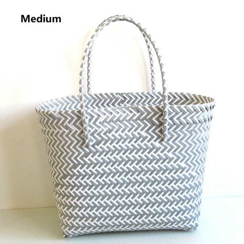 Woven Portable Striped Color Matching Beach Fashion Women's Bag