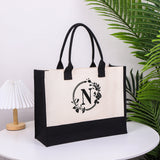 Cotton Linen Canvas Letters Beach Bag Fashion Tote Bag