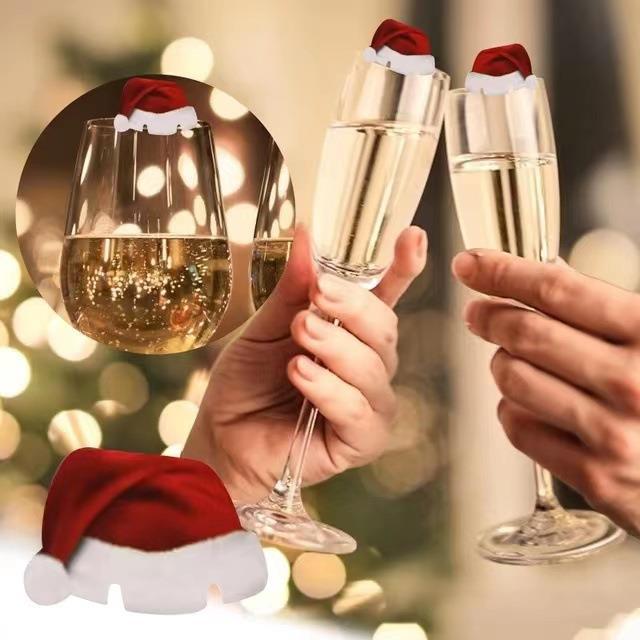 Christmas Hat Wine Glass Card Christmas Wine Glass Champagne Cup Card