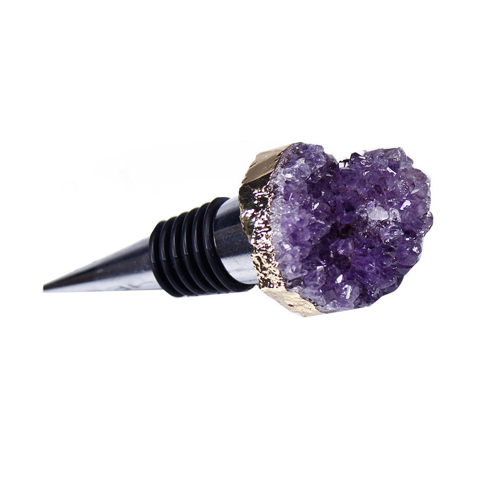 Natural Amethyst Cluster Crystal Wine Bottle Stopper Red Wine Preservation Cover