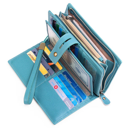 Head Layer Cowhide Long Multi Card Wallet