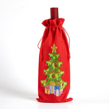 Christmas Gift Diamond Painted Red Wine Bag