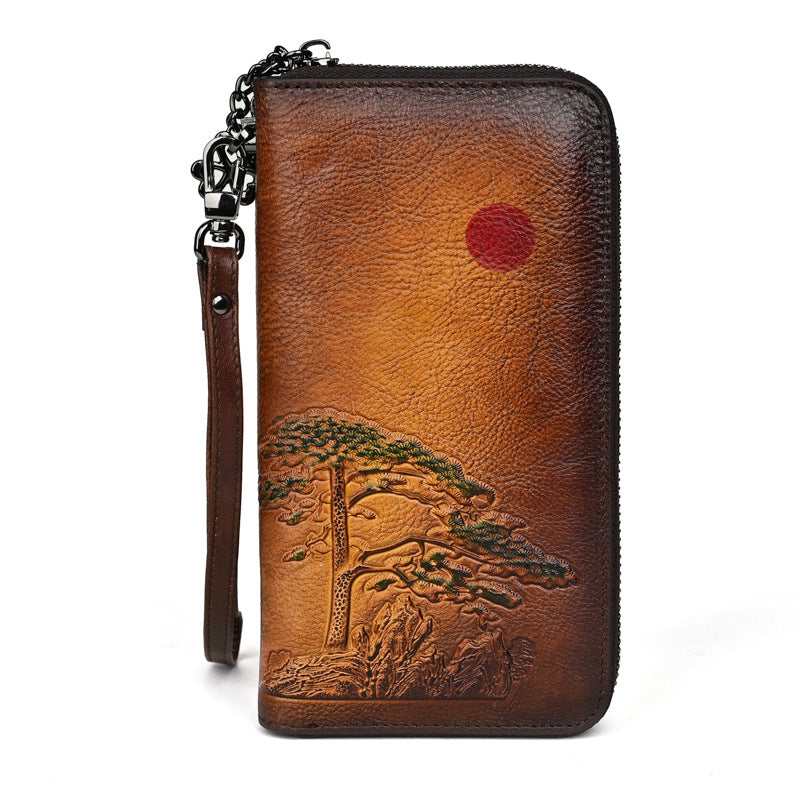 Women's Leather Wallet Long Rising Sun