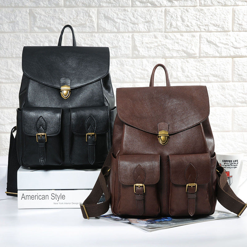 Women's First Layer Cowhide Vintage Backpack