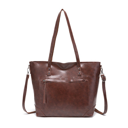 Retro Oil Wax Skin Leisure Tote Handbag