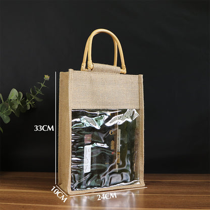 Linen Red Wine Bag Wine Packaging Bag Four-bottle Package Double Handbag Wine Bag