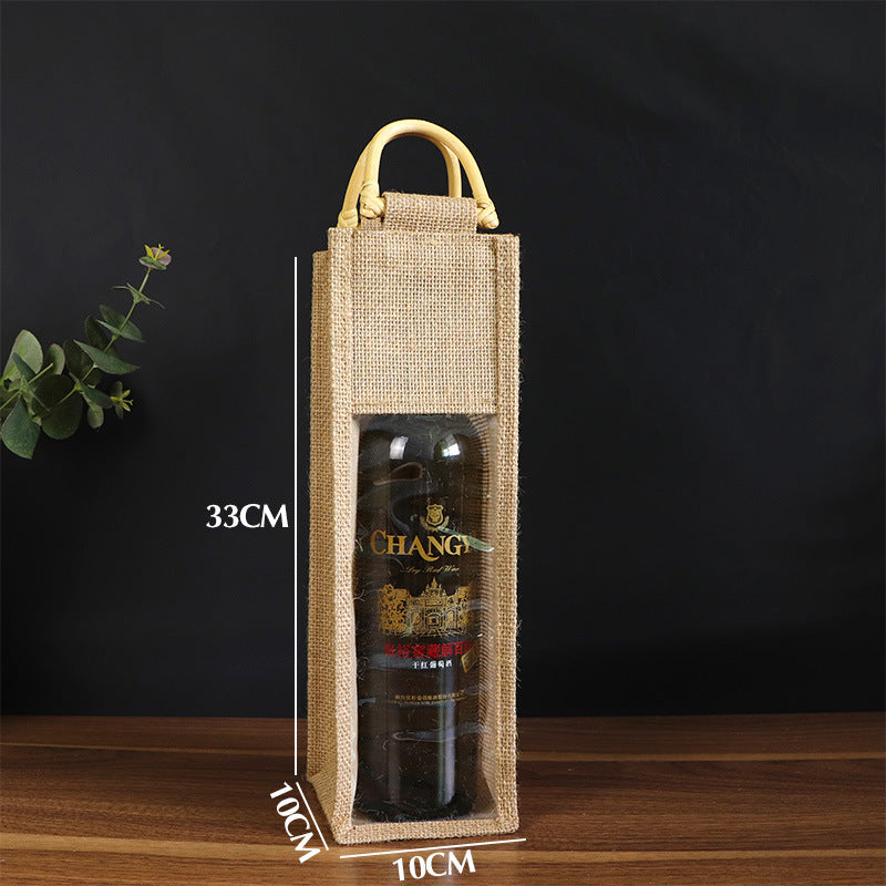 Linen Red Wine Bag Wine Packaging Bag Four-bottle Package Double Handbag Wine Bag