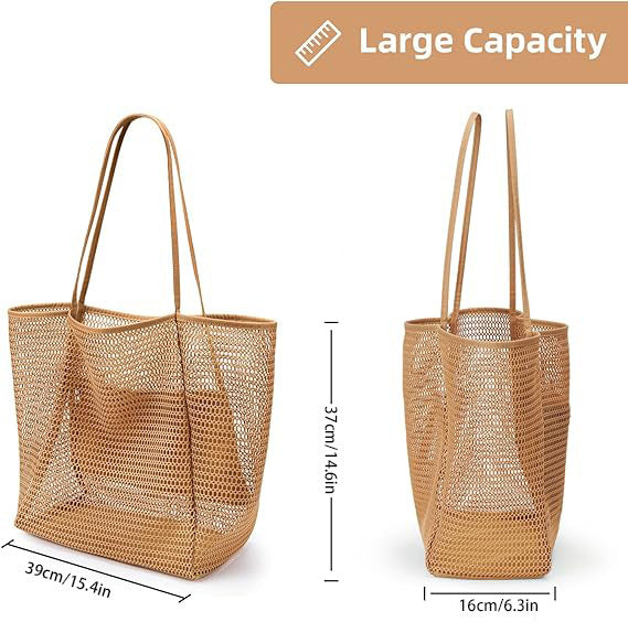 Beach Mesh Handbag Casual Women's Foldable Shoulder Bag