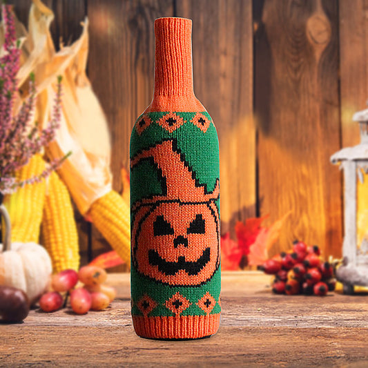 Halloween Wine Bottle Set Skull Pumpkin Knitted Champagne Wine