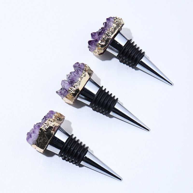 Natural Amethyst Cluster Crystal Wine Bottle Stopper Red Wine Preservation Cover