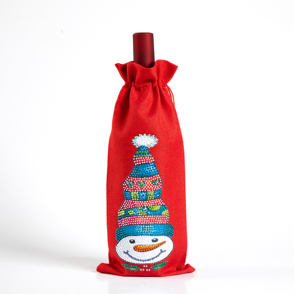 Christmas Gift Diamond Painted Red Wine Bag