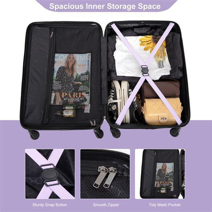 3-piece Luggage Set ABS, With Two Hooks, Swivel Wheels, TSA Lock