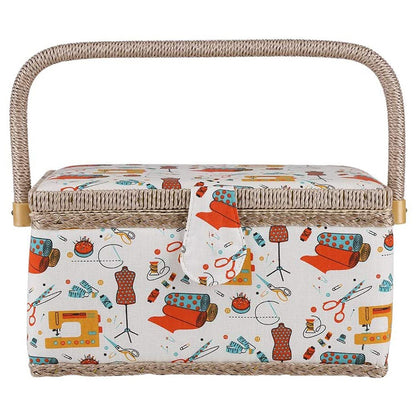 Fabric Sewing Basket Craft Box Household Sundry Storage Organizer with Handle