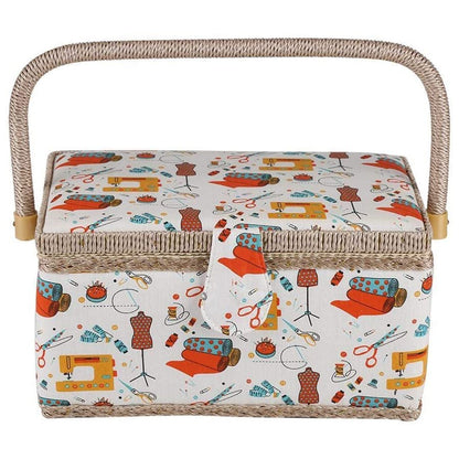 Fabric Sewing Basket Craft Box Household Sundry Storage Organizer with Handle