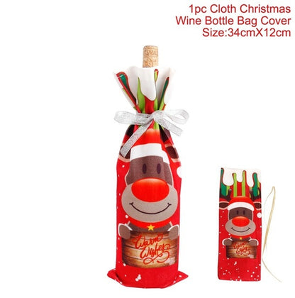 Wine Bottle Cover Merry Christmas Decorations