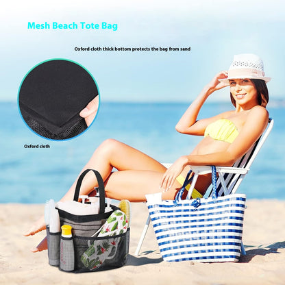 Beach Mesh Toiletry Bag Buggy Bag Handbag 8 Mesh Pockets