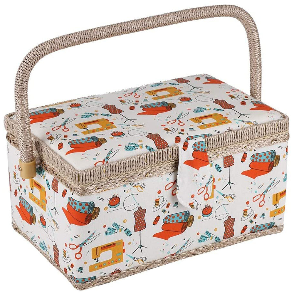 Fabric Sewing Basket Craft Box Household Sundry Storage Organizer with Handle