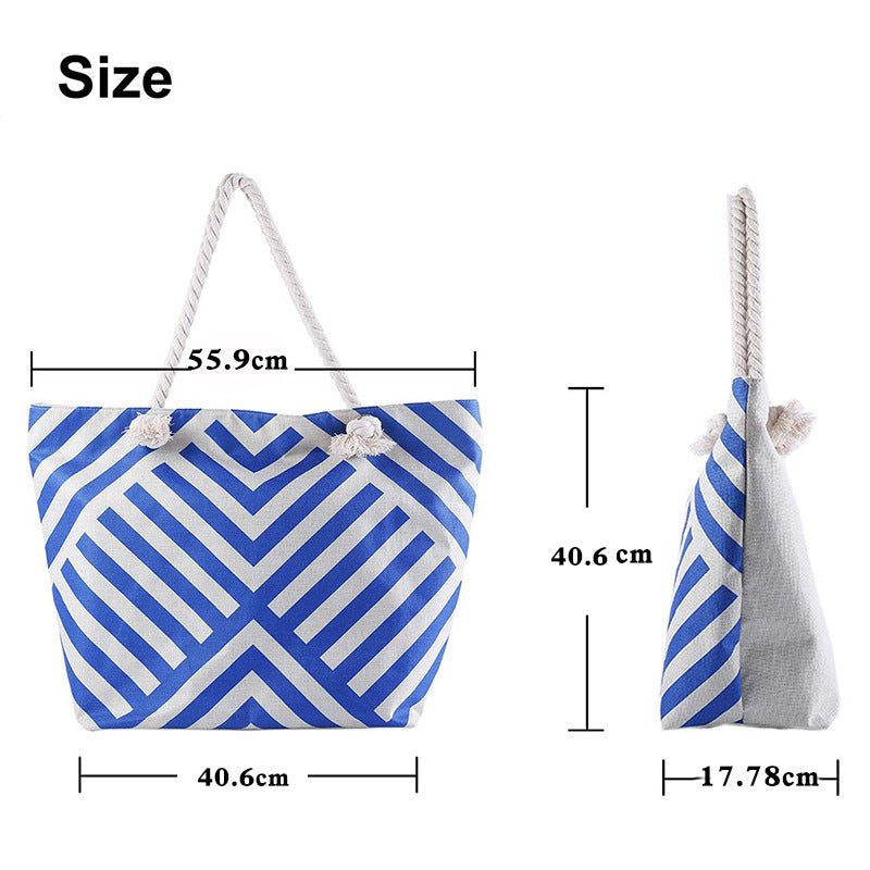 Blue Geometrical Graphic Beach Toy Storage Bag