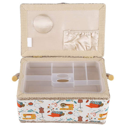 Fabric Sewing Basket Craft Box Household Sundry Storage Organizer with Handle