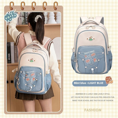 Lightweight New Large Capacity Spine Protection Girl Junior High School Backpack