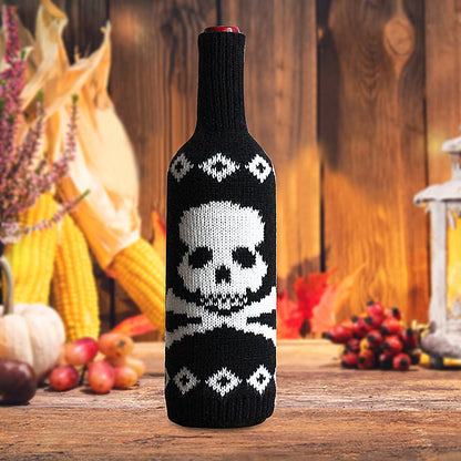 Halloween Wine Bottle Set Skull Pumpkin Knitted Champagne Wine