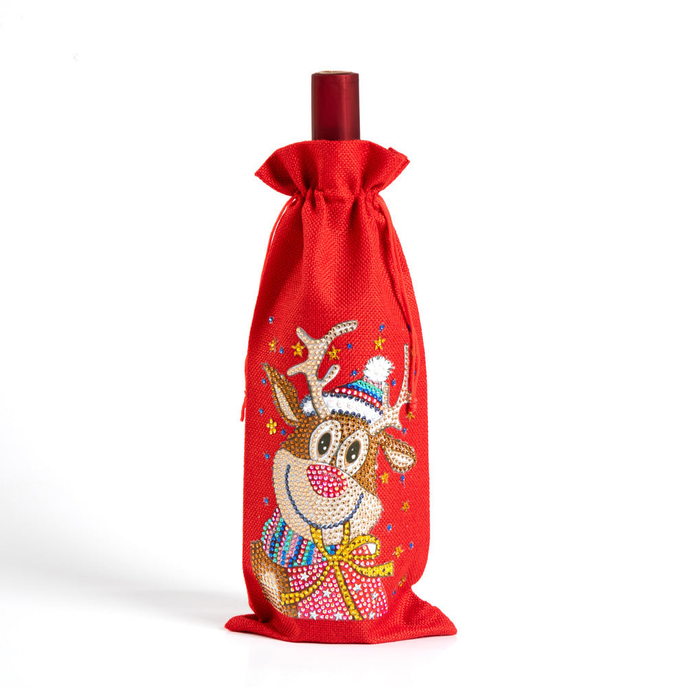 Christmas Gift Diamond Painted Red Wine Bag