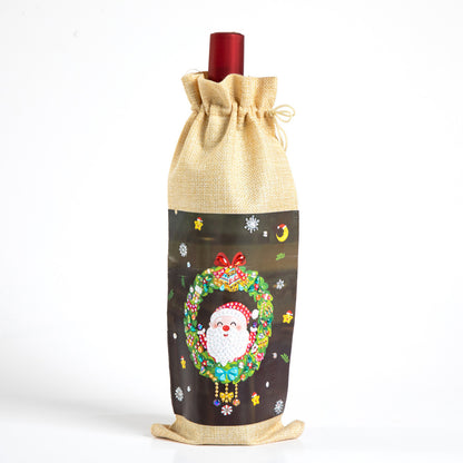 Christmas Gift Diamond Painted Red Wine Bag