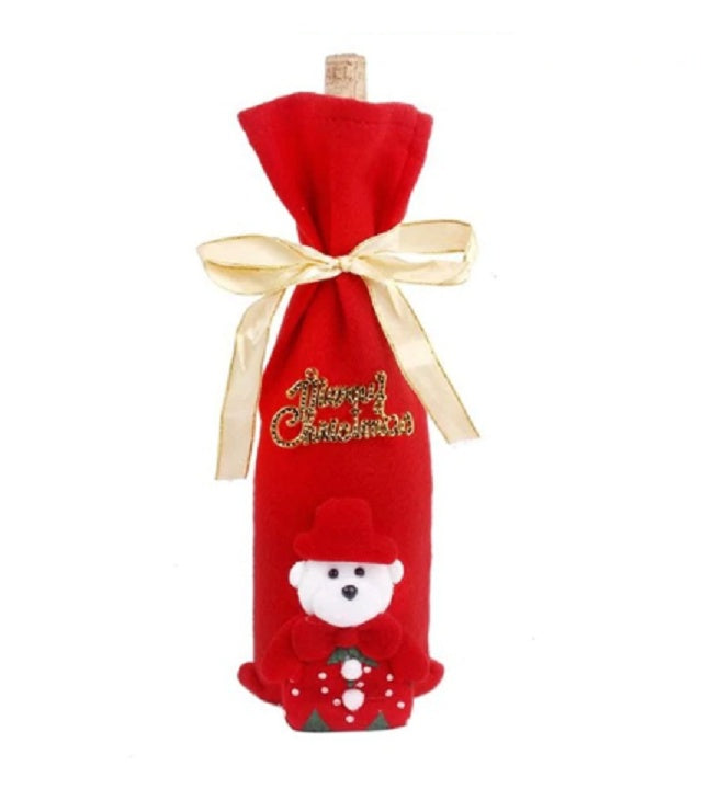 Christmas Table Flannel Fabric Wine Gift Box Wine Bottle Bag