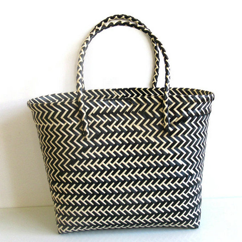 Woven Portable Striped Color Matching Beach Fashion Women's Bag