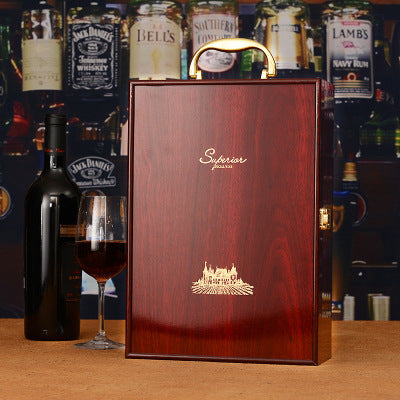 Double Lacquered Wooden Red Wine Packaging Box