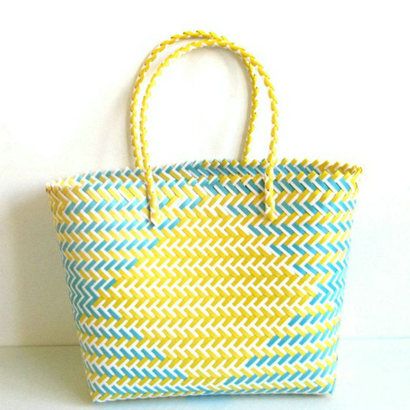 Woven Portable Striped Color Matching Beach Fashion Women's Bag