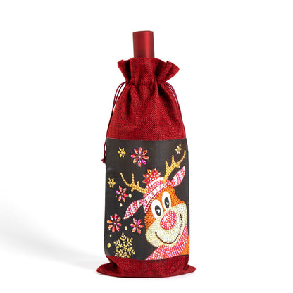 Christmas Gift Diamond Painted Red Wine Bag