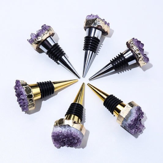 Natural Amethyst Cluster Crystal Wine Bottle Stopper Red Wine Preservation Cover