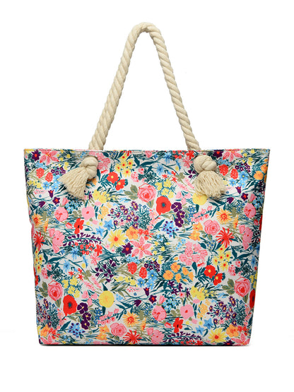 Art Flower Pattern Beach Bags For Women, Beach Bag Tote Waterproof Sandproof, Beach Bags For Women