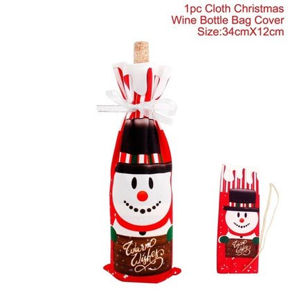 Wine Bottle Cover Merry Christmas Decorations